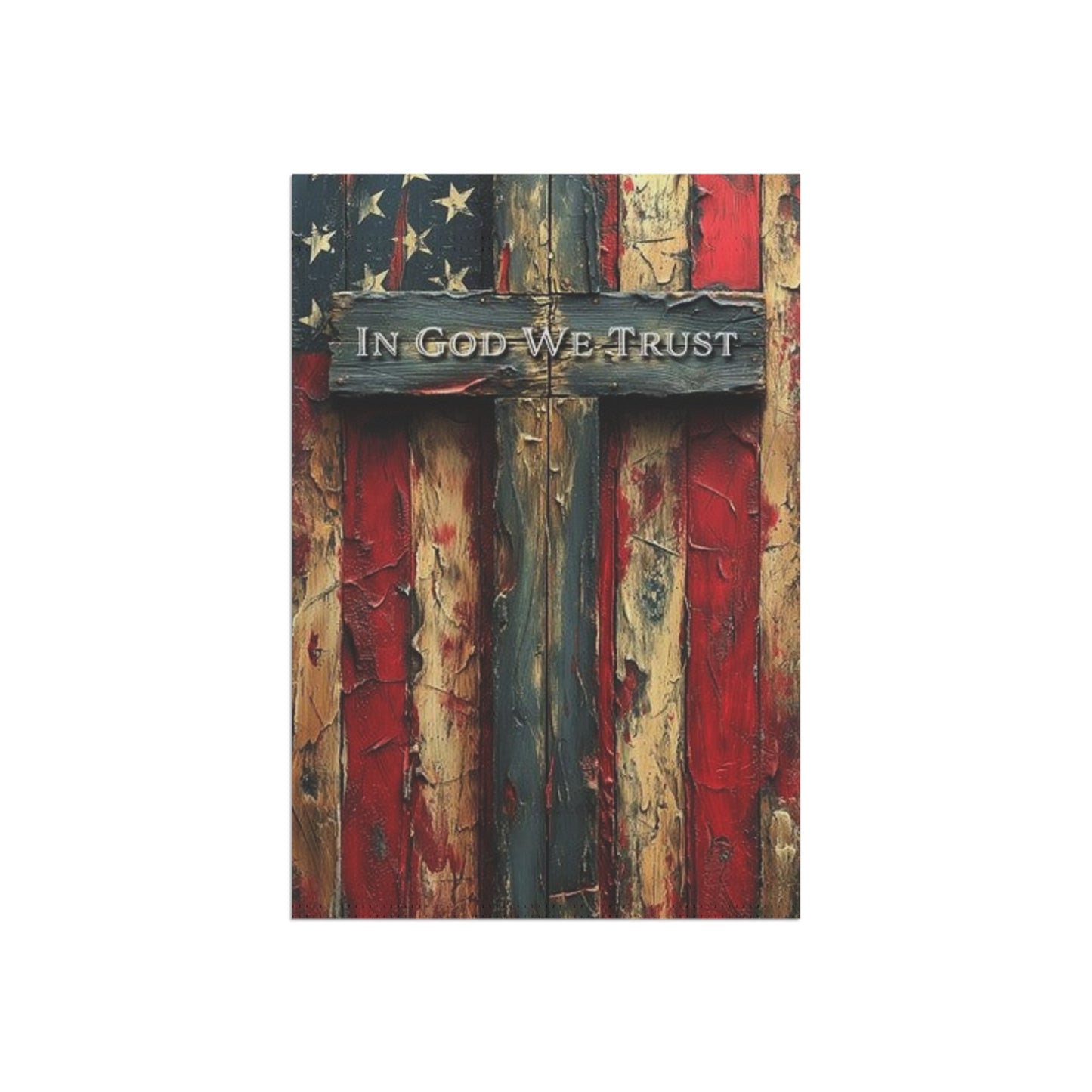 In God We Trust Cross Flag Garden Flag - Patriotic Christian Home Banner