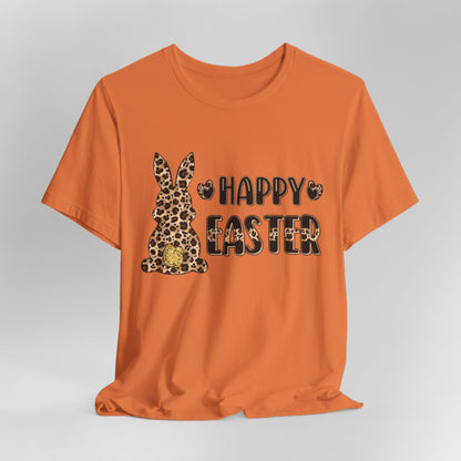 Leopard Print 'Happy Easter' Bunny Tee