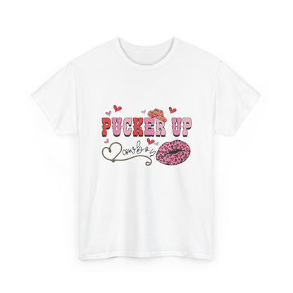 Pucker Up Kiss Graphic Tee – Cute Valentine’s Day Leopard Lip Design