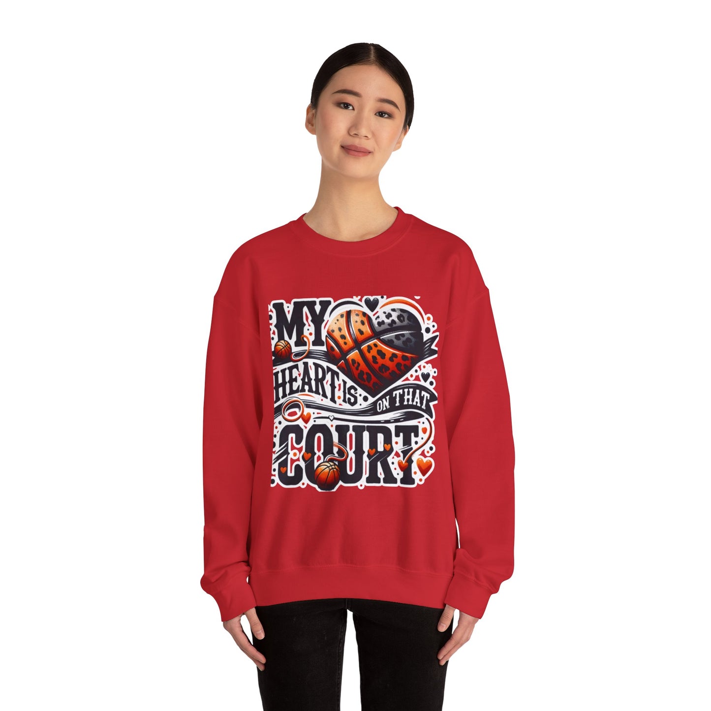 Basketball 'My ❤️Is On That Court' Crewneck Sweatshirt