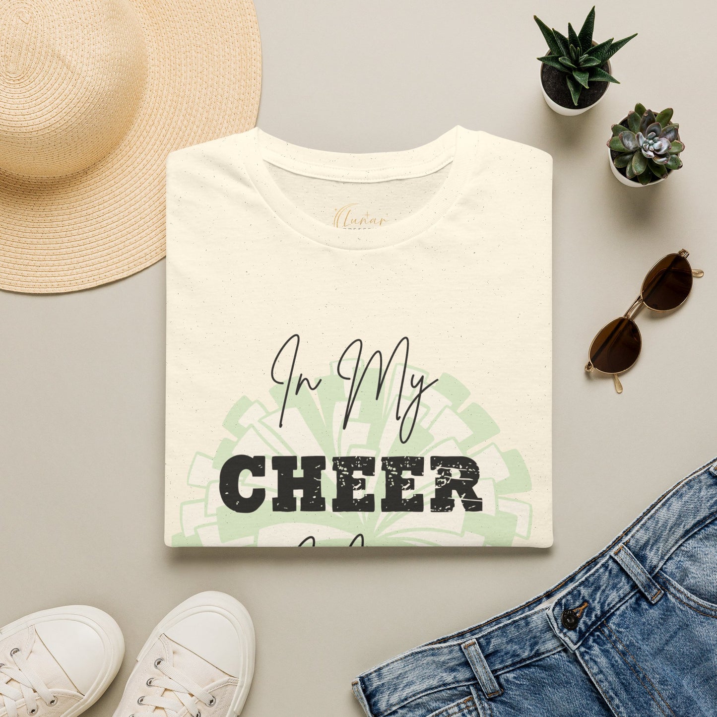 Cheer Mom T‑Shirt — "In My Cheer Mom Era" Graphic Tee | Soft White Cheerleading Gift