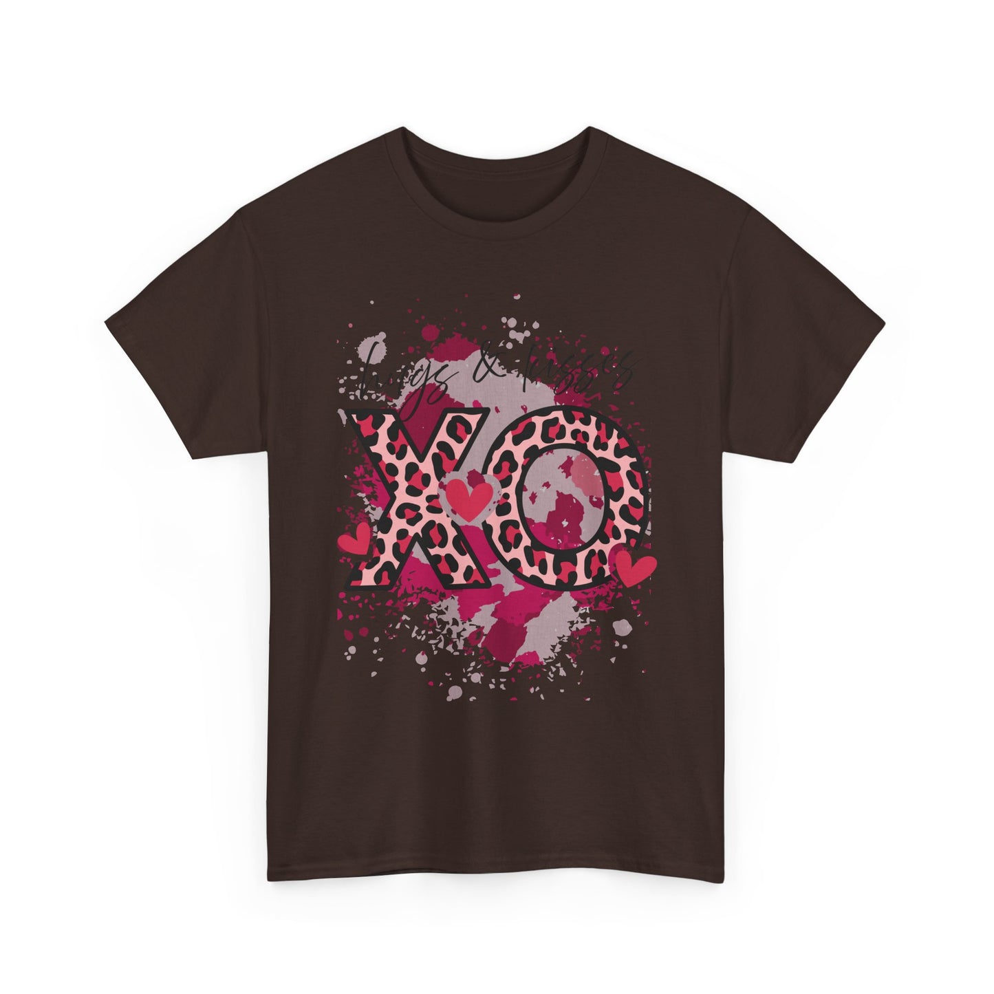 XO Hugs & Kisses Leopard Print Tee — Valentine's Day Graphic Shirt