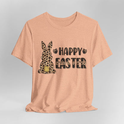 Leopard Print 'Happy Easter' Bunny Tee