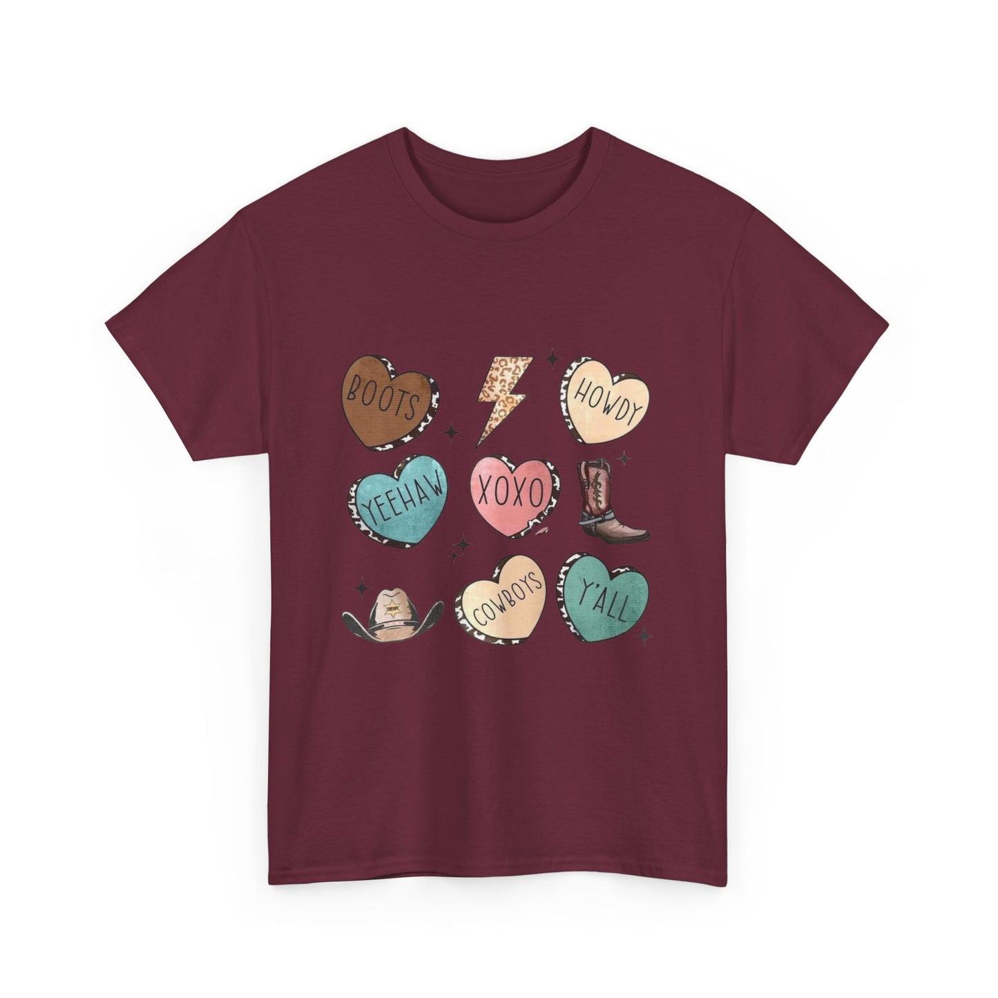 Cowgirl Candy Heart Tee — Cute Western Hearts Graphic T-Shirt (XOXO, Howdy, Y'all)