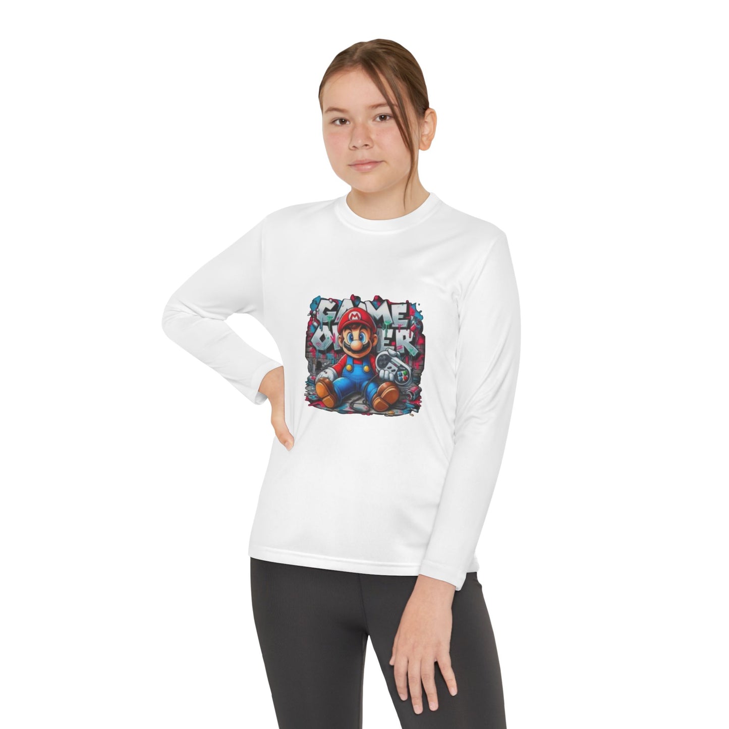 "Game Over" Graphic Youth Long Sleeve Gamer Character Tee
