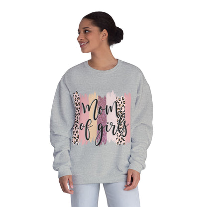 Mom of Girls Leopard Brushstroke Crewneck Sweatshirt