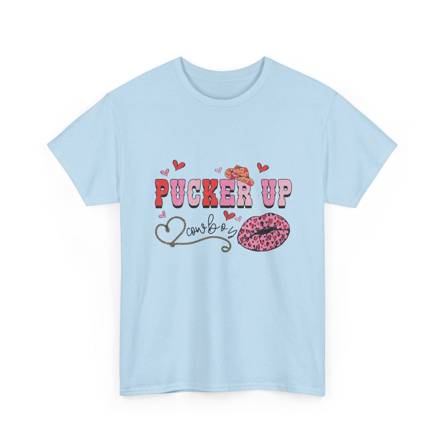 Pucker Up Kiss Graphic Tee – Cute Valentine’s Day Leopard Lip Design