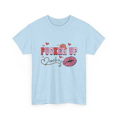 Pucker Up Kiss Graphic Tee – Cute Valentine’s Day Leopard Lip Design