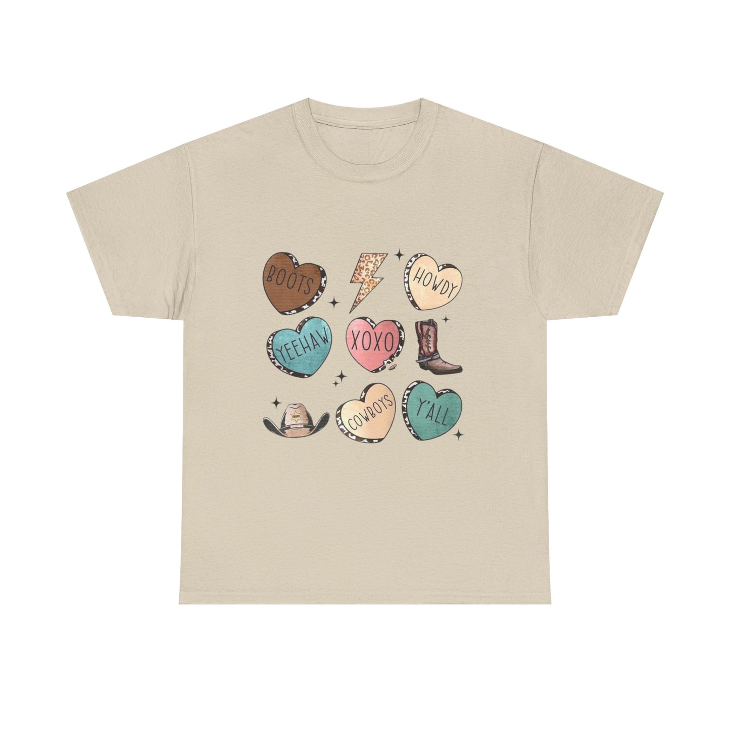 Cowgirl Candy Heart Tee — Cute Western Hearts Graphic T-Shirt (XOXO, Howdy, Y'all)