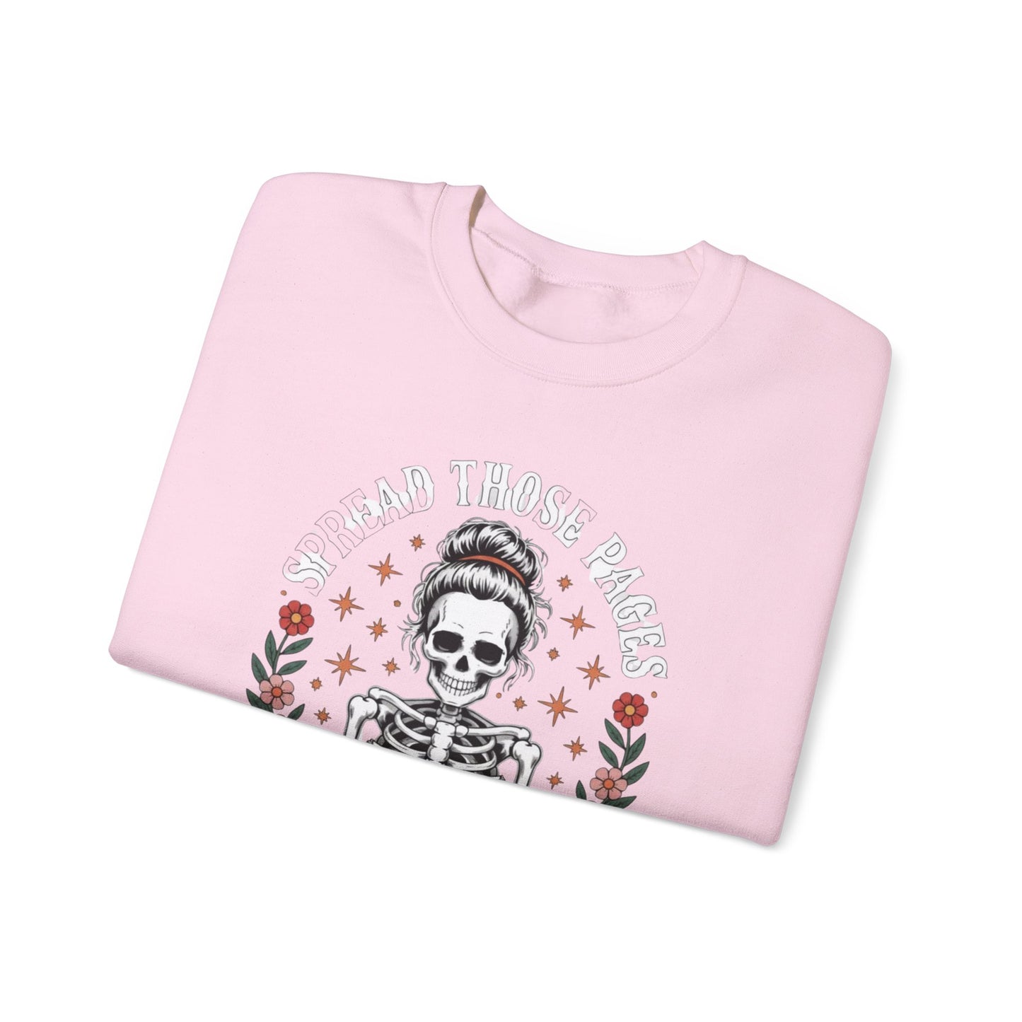 Skeleton Reading Sweatshirt — "And Then There Were None" Floral Gothic Crewneck