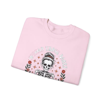 Skeleton Reading Sweatshirt — "And Then There Were None" Floral Gothic Crewneck