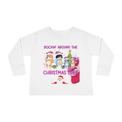 Toddler Long Sleeve Tee - "Rockin' Around the Christmas Tree" Cute Holiday Animal Choir Shirt