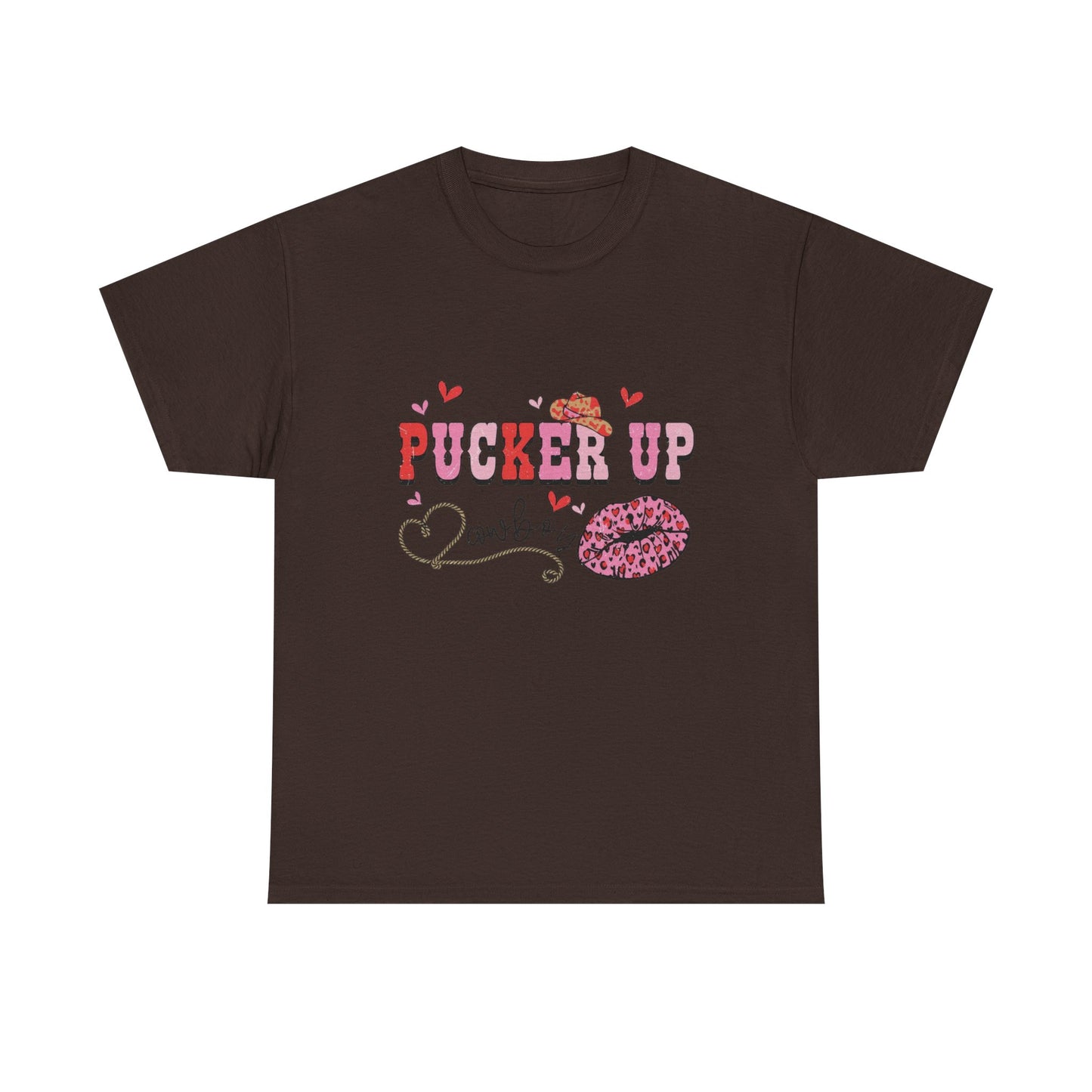 Pucker Up Kiss Graphic Tee – Cute Valentine’s Day Leopard Lip Design