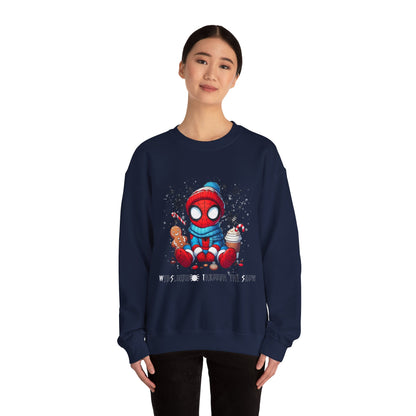 Holiday Spider Crewneck Sweatshirt — Cute Spidey in Winter Hat with Gingerbread & Cocoa