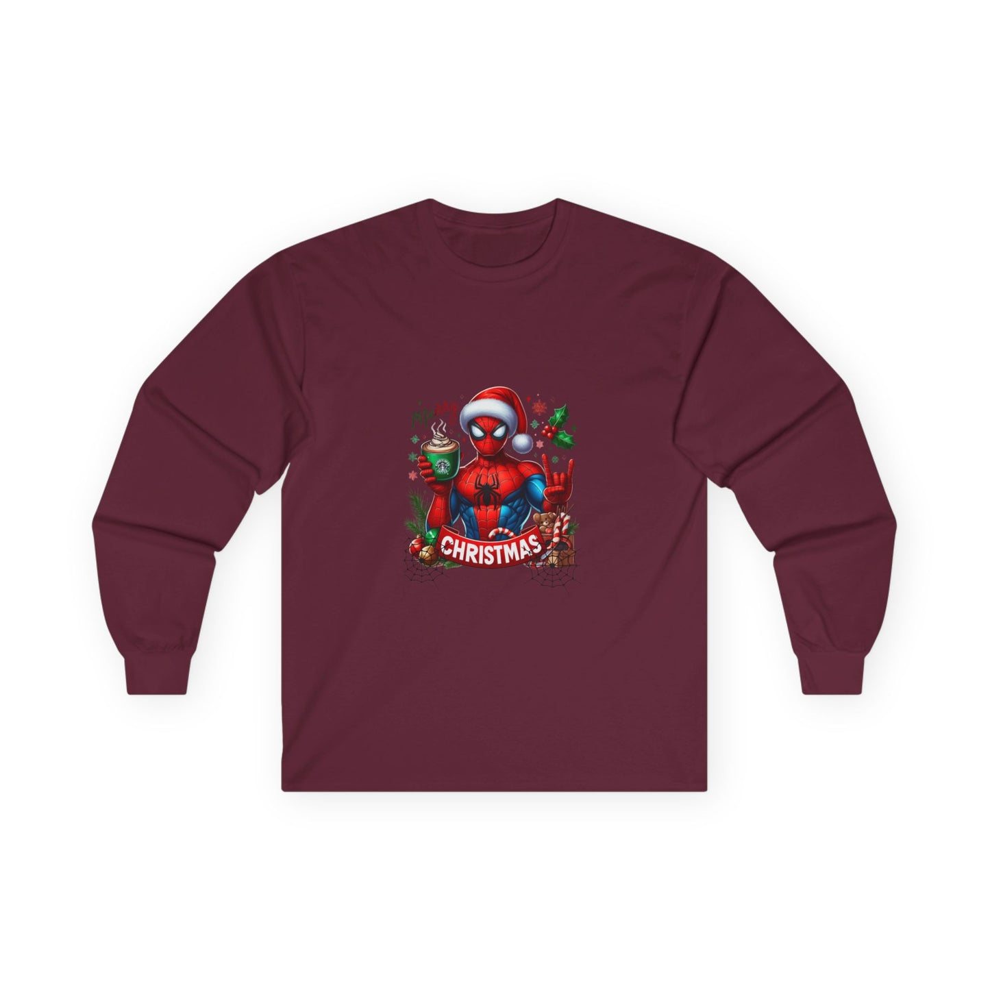 Christmas and Coffee with Spidey- Unisex Ultra Cotton Long Sleeve Tee