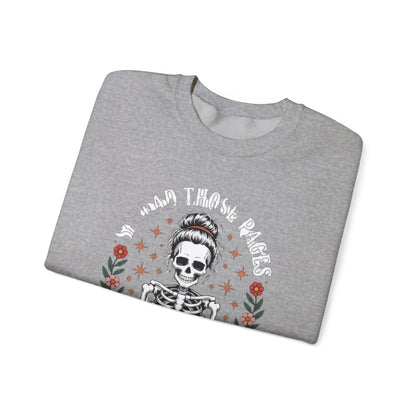 Skeleton Reading Sweatshirt — "And Then There Were None" Floral Gothic Crewneck