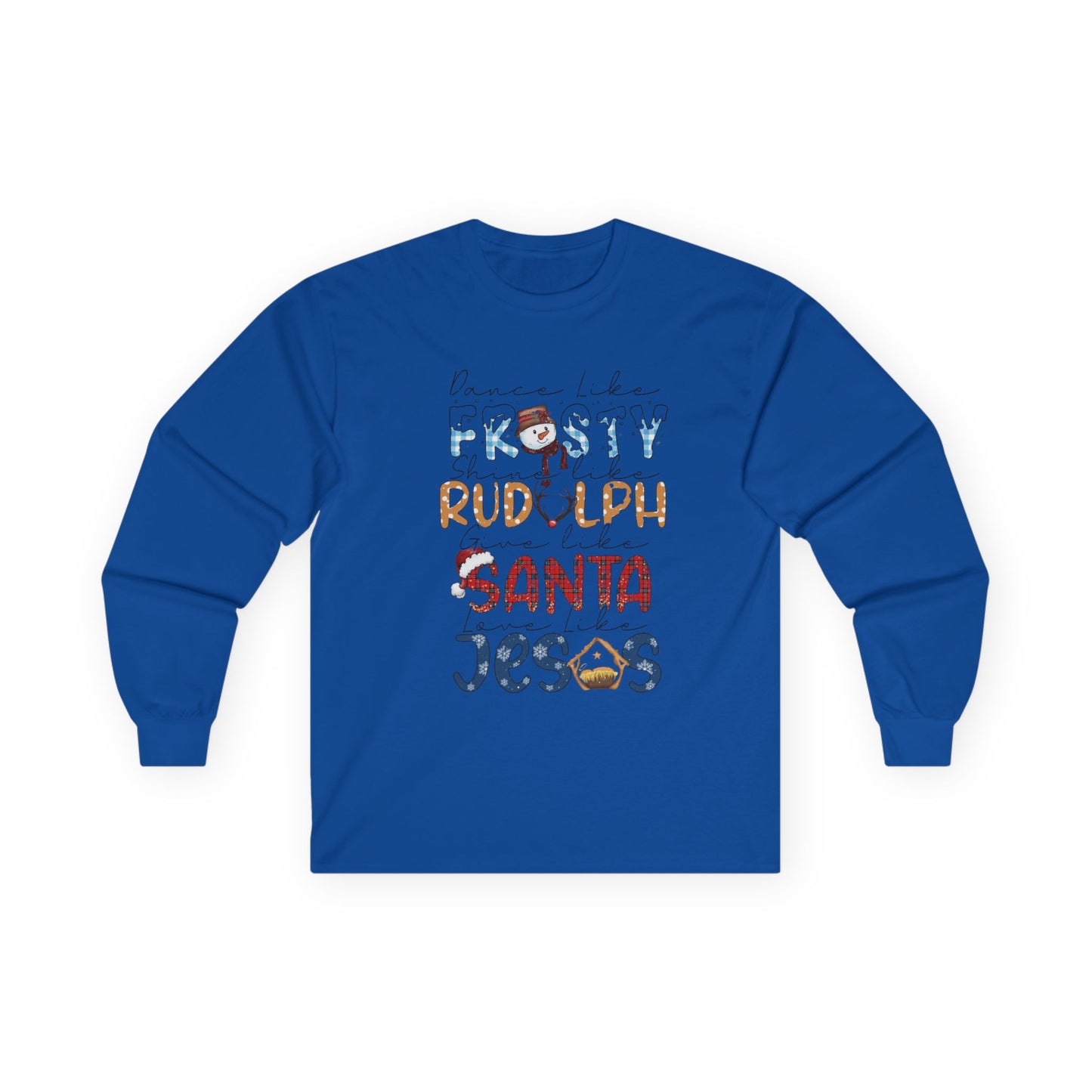 Long Sleeve Tee — Frosty, Rudolph, Santa, Jesus Design