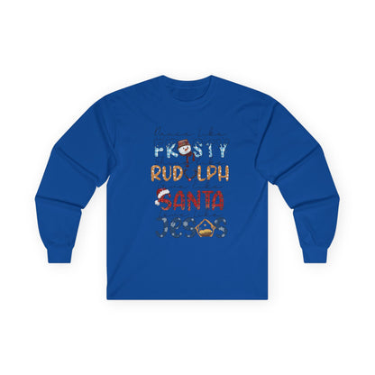 Long Sleeve Tee — Frosty, Rudolph, Santa, Jesus Design