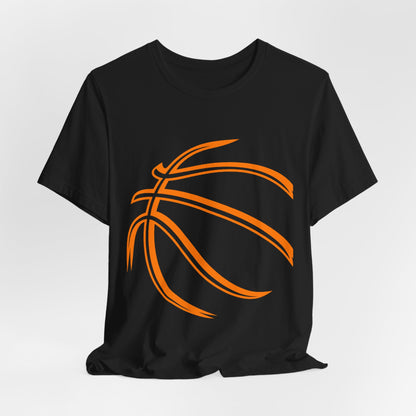 Basketball Line Art Tee — Orange Outline Basketball T-Shirt