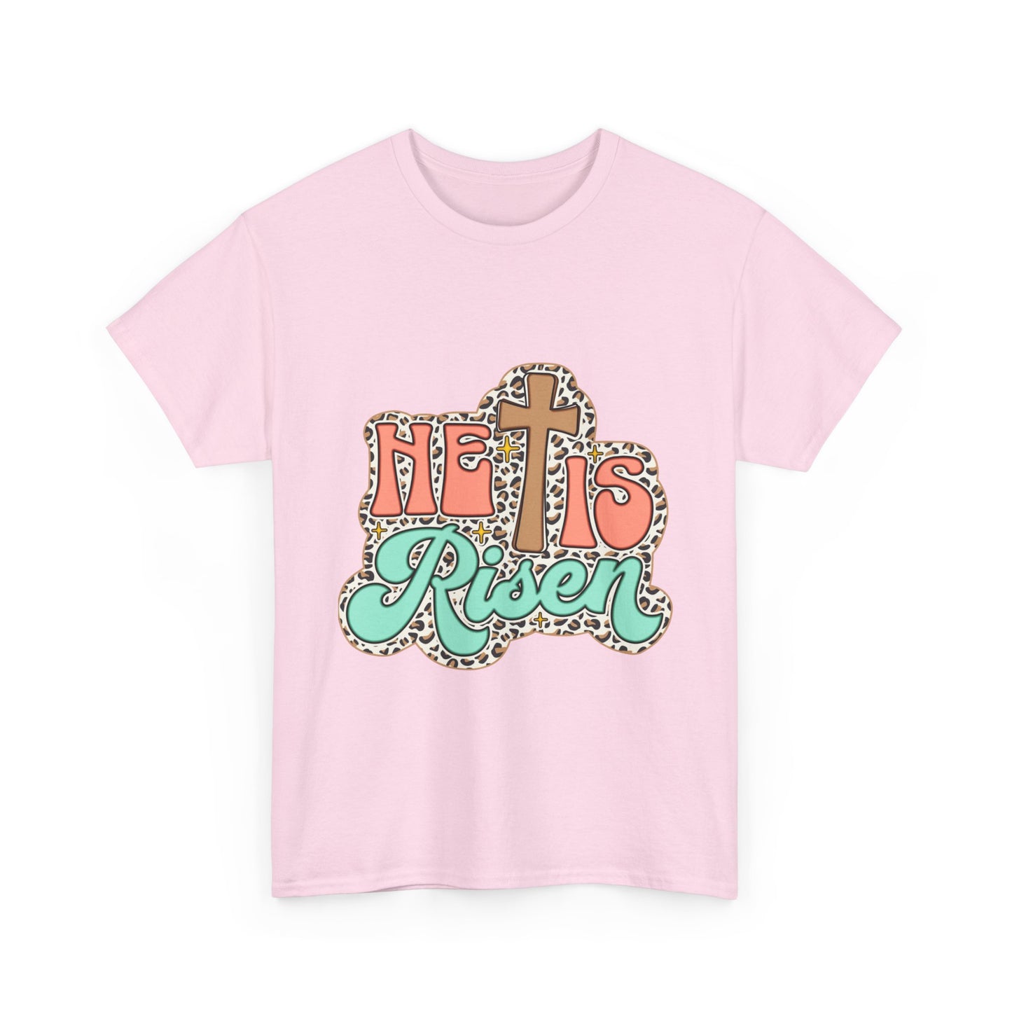 Christian T-Shirt — "He Is Risen" Easter Cross Tee