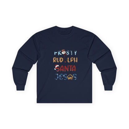 Long Sleeve Tee — Frosty, Rudolph, Santa, Jesus Design