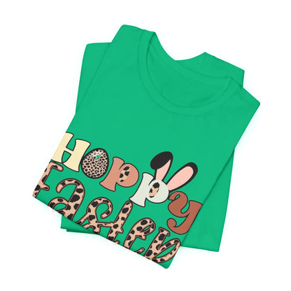 Happy Easter Leopard Print Tee — Cute Bunny Egg Holiday T-Shirt