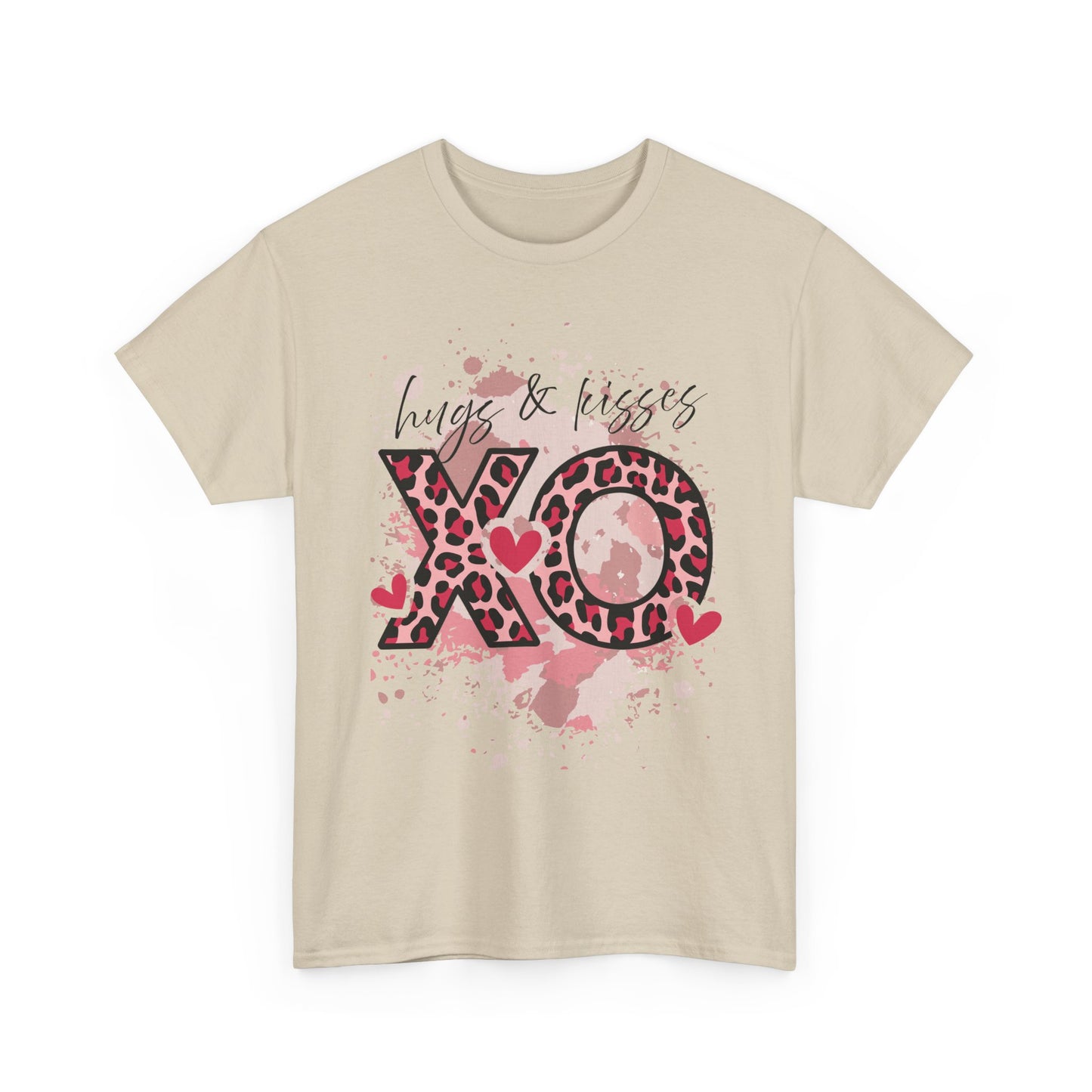 XO Hugs & Kisses Leopard Print Tee — Valentine's Day Graphic Shirt