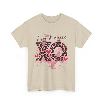 XO Hugs & Kisses Leopard Print Tee — Valentine's Day Graphic Shirt