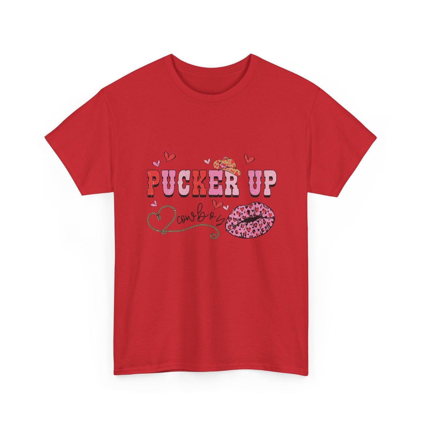 Pucker Up Kiss Graphic Tee – Cute Valentine’s Day Leopard Lip Design