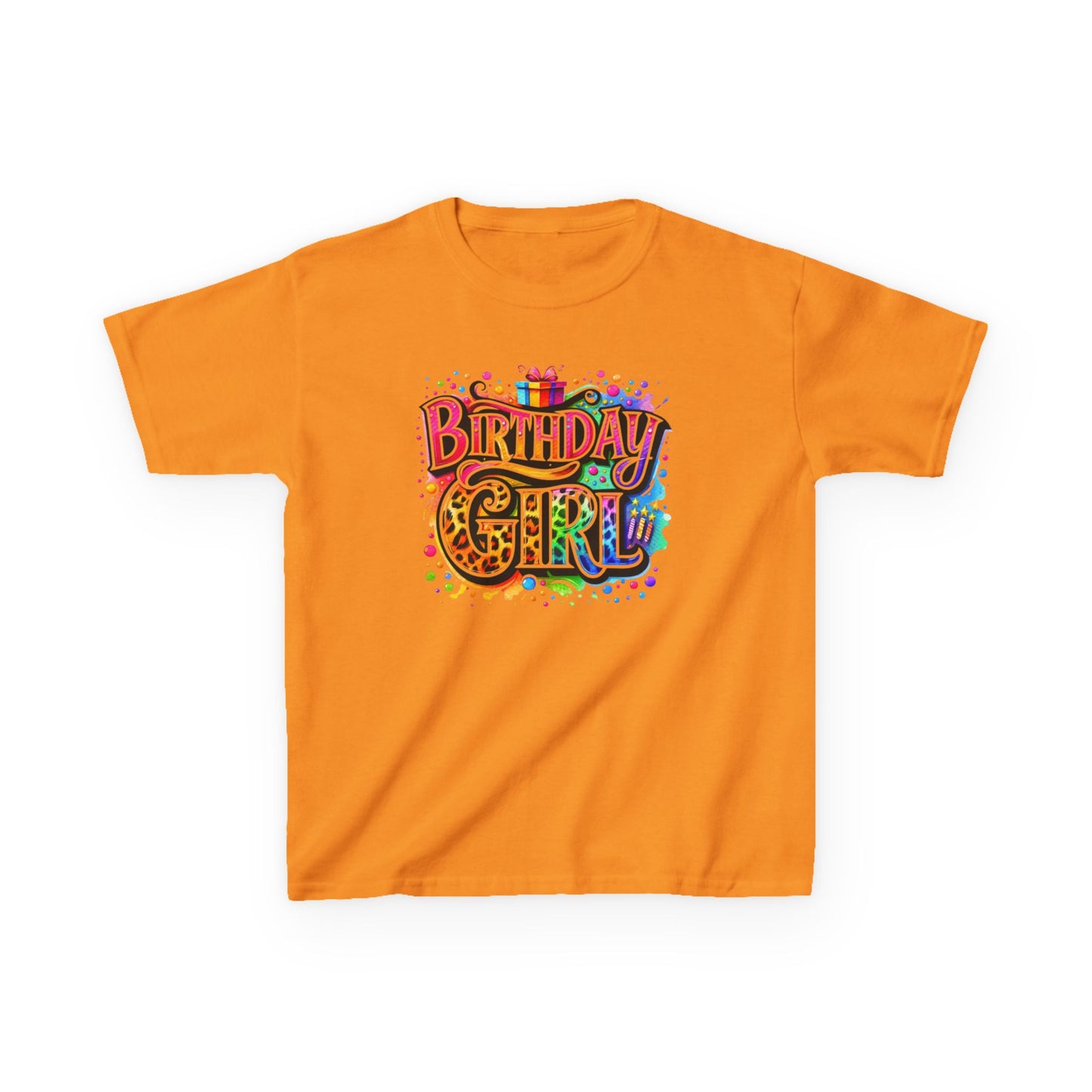 Birthday Girl Kids T‑Shirt — Colorful Confetti Party Tee