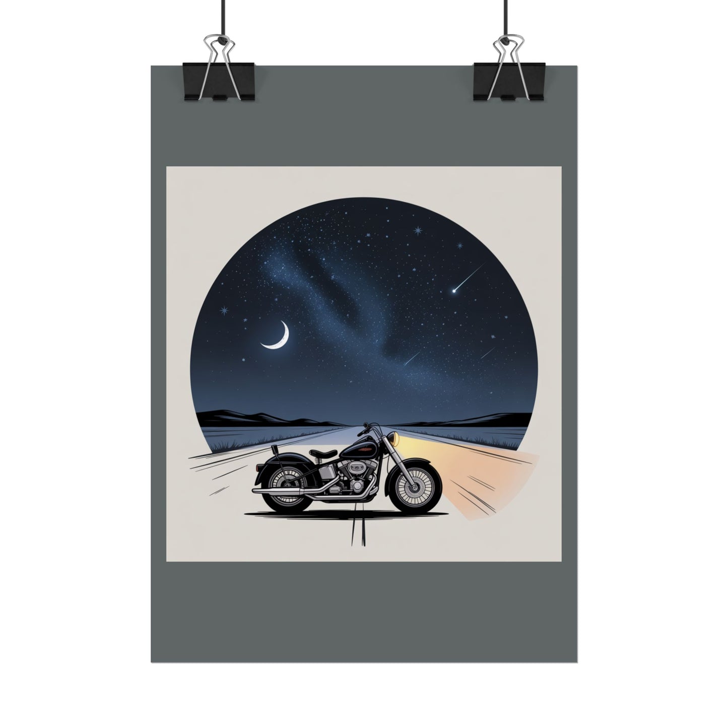 Motorcycle Night Sky Rolled Posters