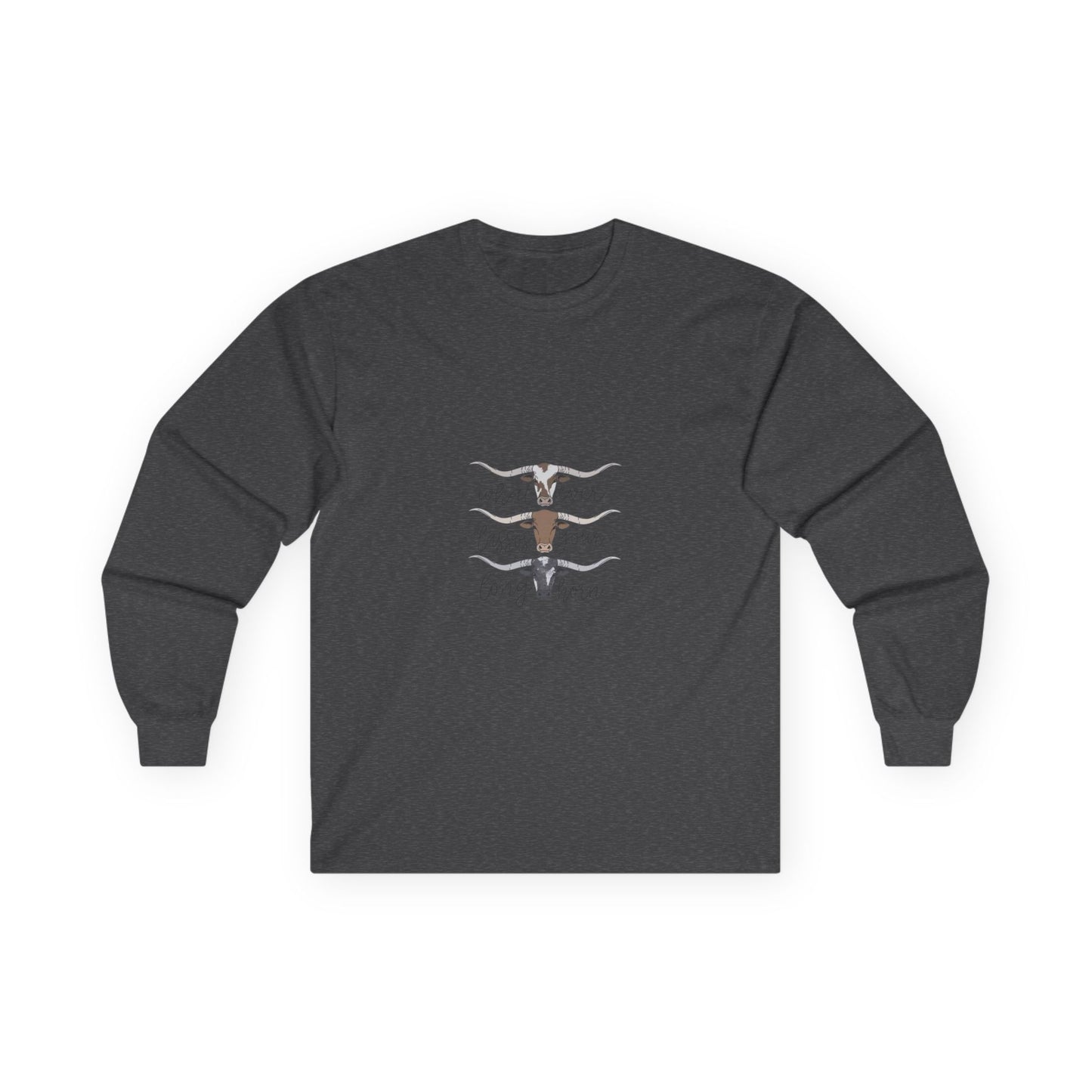 Longhorn Trio Long Sleeve Tee – 'Stay Humble Hustle Hard' Western Graphic