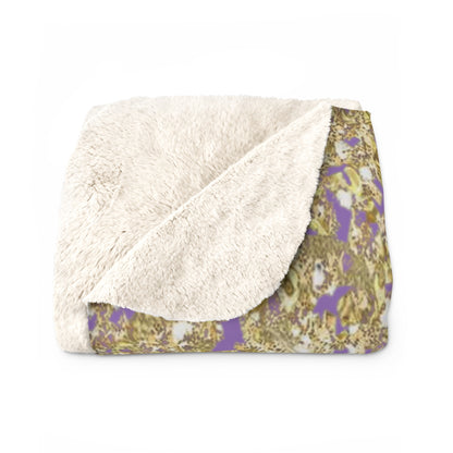 Gold Glitter Leopard Sherpa Blanket — Purple Animal Print Cozy Throw