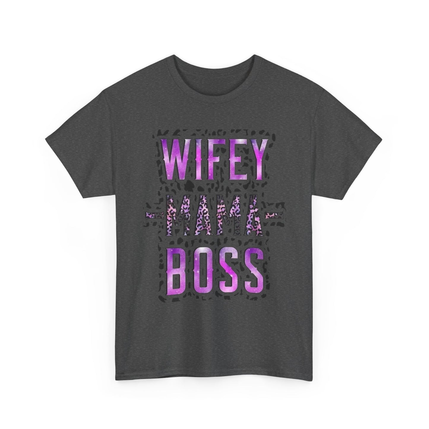 Wifey Mama Boss T-Shirt — Purple Leopard Graphic Tee for Moms