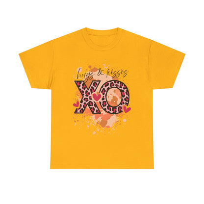 XO Hugs & Kisses Leopard Print Tee — Valentine's Day Graphic Shirt