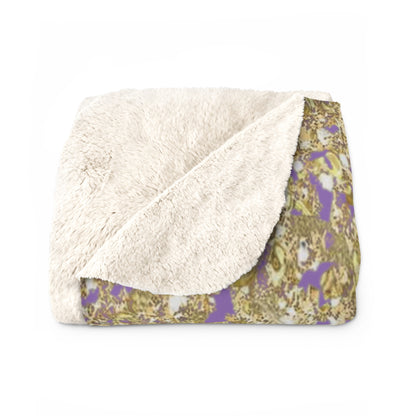 Gold Glitter Leopard Sherpa Blanket — Purple Animal Print Cozy Throw
