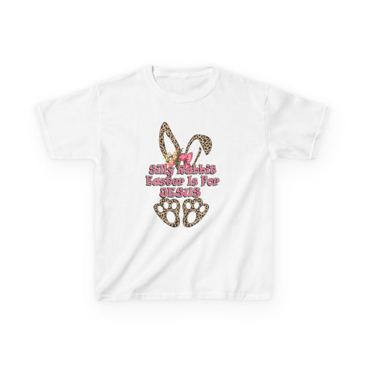 Kids Tee — Leopard Bunny Ears & 'This Little Bunny Is For Jesus' Easter Shirt