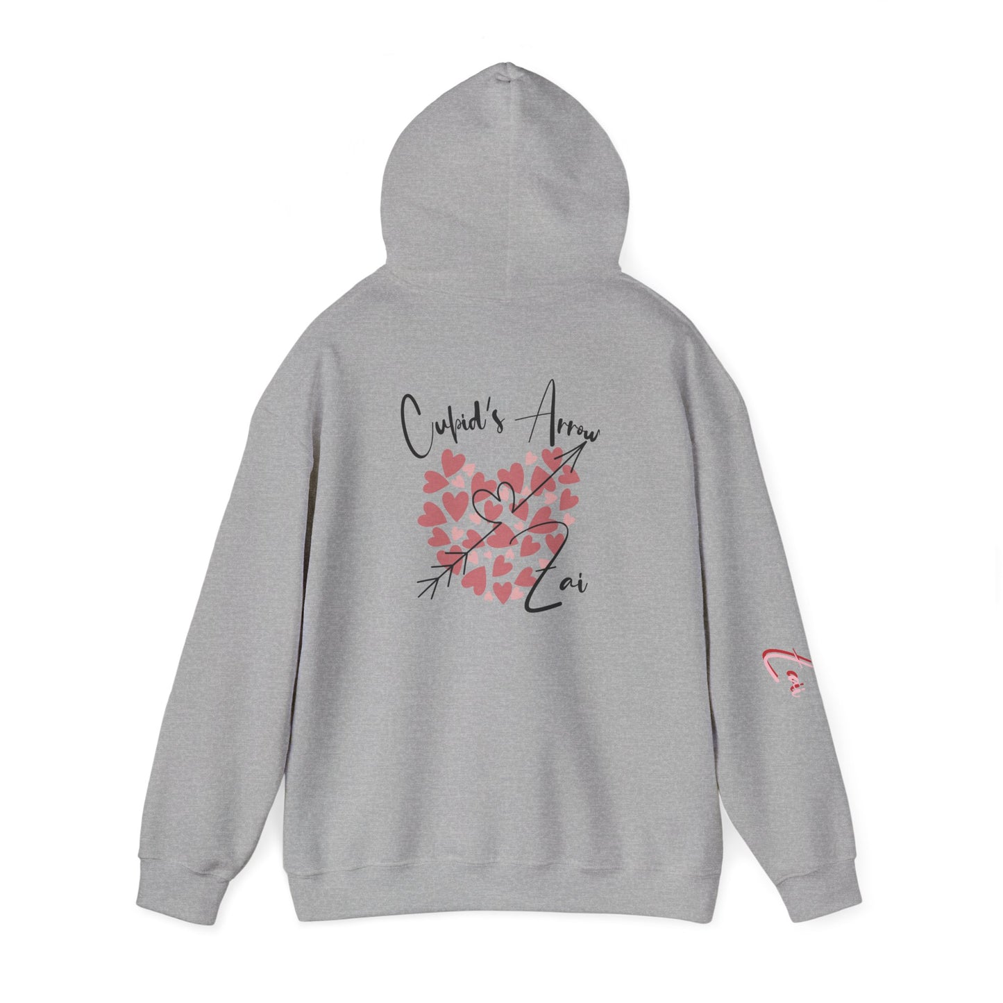 Cupid’s Arrow Lei Hoodie — Heart Arrow Script Pullover for Valentine’s Day