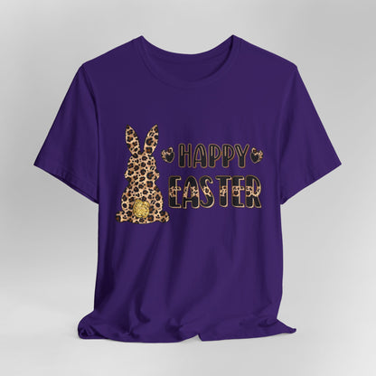 Leopard Print 'Happy Easter' Bunny Tee
