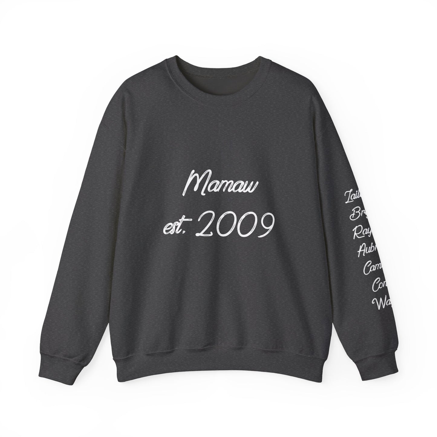 Mamaw Est. 2009 Crewneck Sweatshirt — Personalized Grandma Gift
