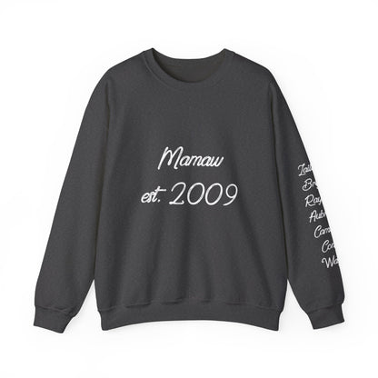 Mamaw Est. 2009 Crewneck Sweatshirt — Personalized Grandma Gift