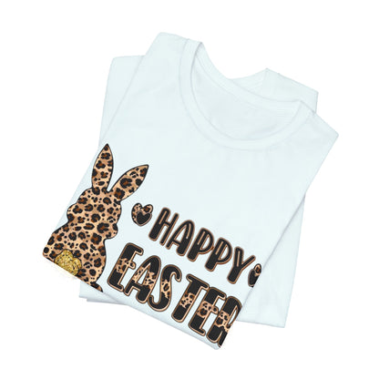 Leopard Print 'Happy Easter' Bunny Tee