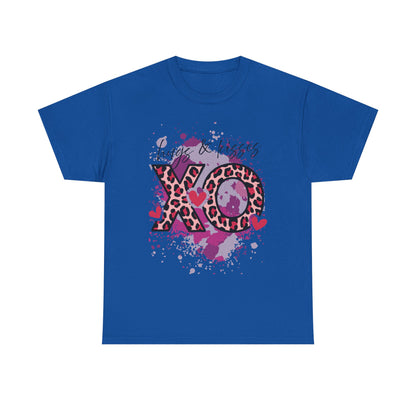 XO Hugs & Kisses Leopard Print Tee — Valentine's Day Graphic Shirt