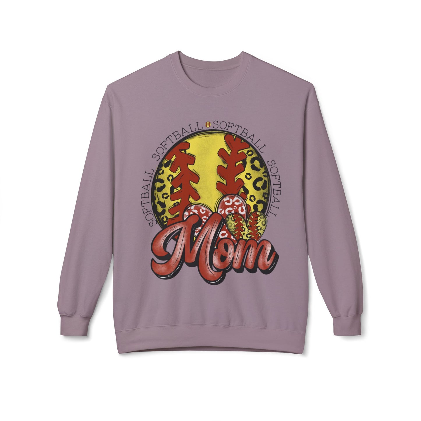 Softball Mom Crewneck Sweatshirt – Leopard Stitch Ball Graphic