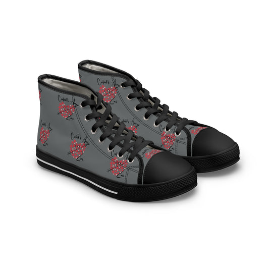 Cupid's Arrow- High Top Sneakers - Heart Design, Trendy Women's Footwear,