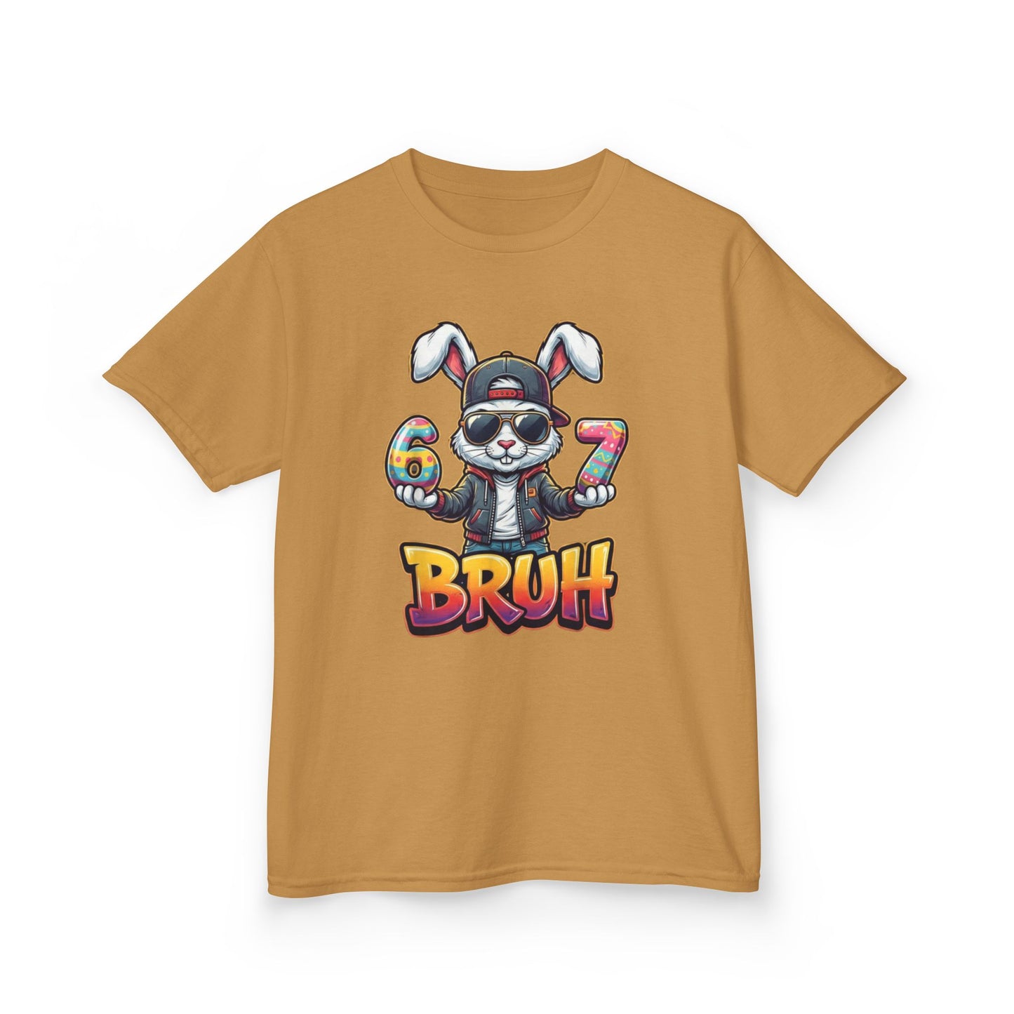Kids 'Bruh 6 7' Bunny Graphic Tee — Cool Cartoon Bunny Shirt for Kids