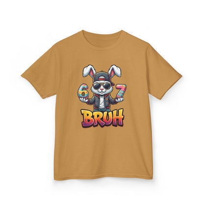 Kids 'Bruh 6 7' Bunny Graphic Tee — Cool Cartoon Bunny Shirt for Kids