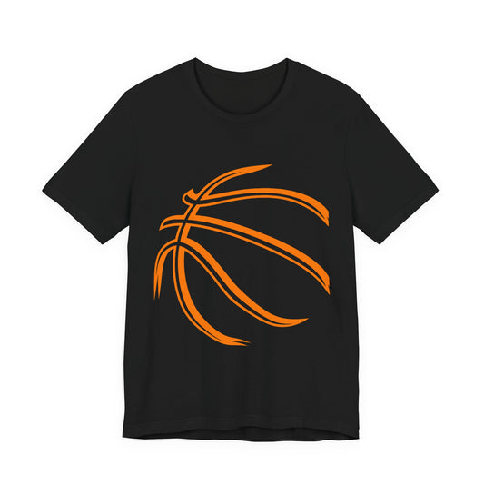 Basketball Line Art Tee — Orange Outline Basketball T-Shirt