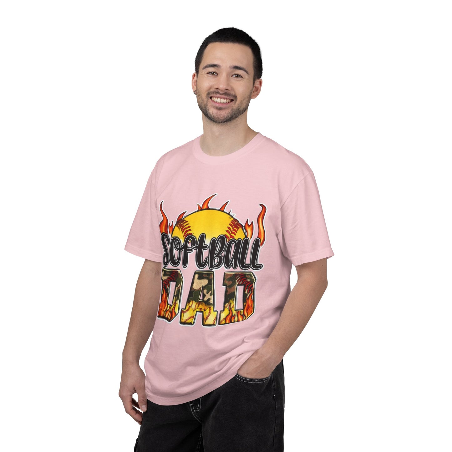 Softball Dad T-Shirt — Flaming Softball Design