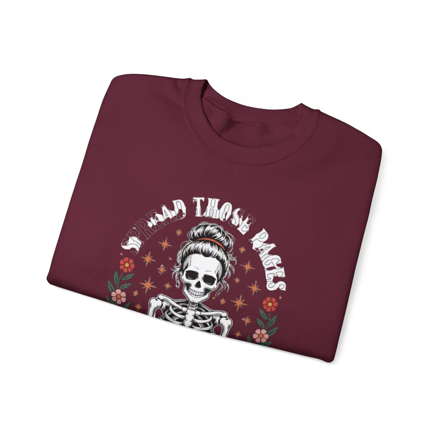 Skeleton Reading Sweatshirt — "And Then There Were None" Floral Gothic Crewneck